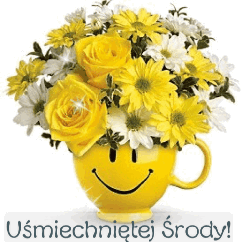 Uśmiechniętej środy bukiet kwiatów - Gify i obrazki na GifyAgusi.pl