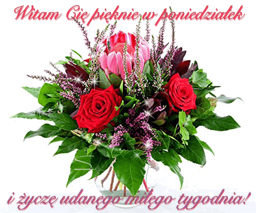 Witam w poniedziałek życzę udanego miłego popołudnia - Życzenia na  GifyAgusi.pl