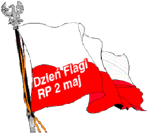 Flaga i napis Dzień Flagi RP 2 maj - Gify i obrazki na GifyAgusi.pl