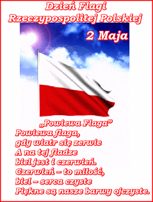 Powiewająca biało - czerwona flaga na 2 maja - Gify i obrazki na  GifyAgusi.pl