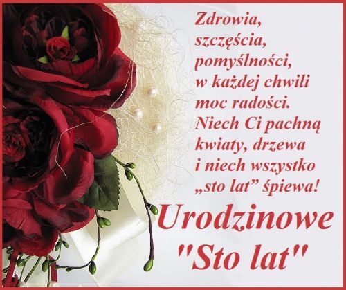 Kartka urodzinowa z życzeniami i czerwonymi różami - Życzenia na  GifyAgusi.pl