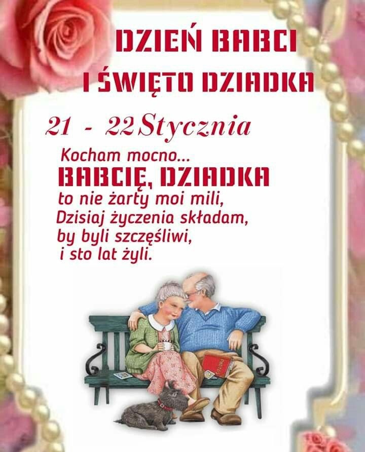 Życzenia dla Babci i Dziadka siedzących na ławce w parku ...