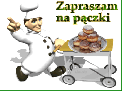 Cukiernik zaprasza na pyszne pączki w tłusty czwartek - Gify i obrazki na  GifyAgusi.pl